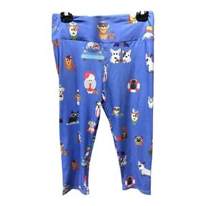 Beautifully Perwinkle Capri Style Leggings with Beach Dogs